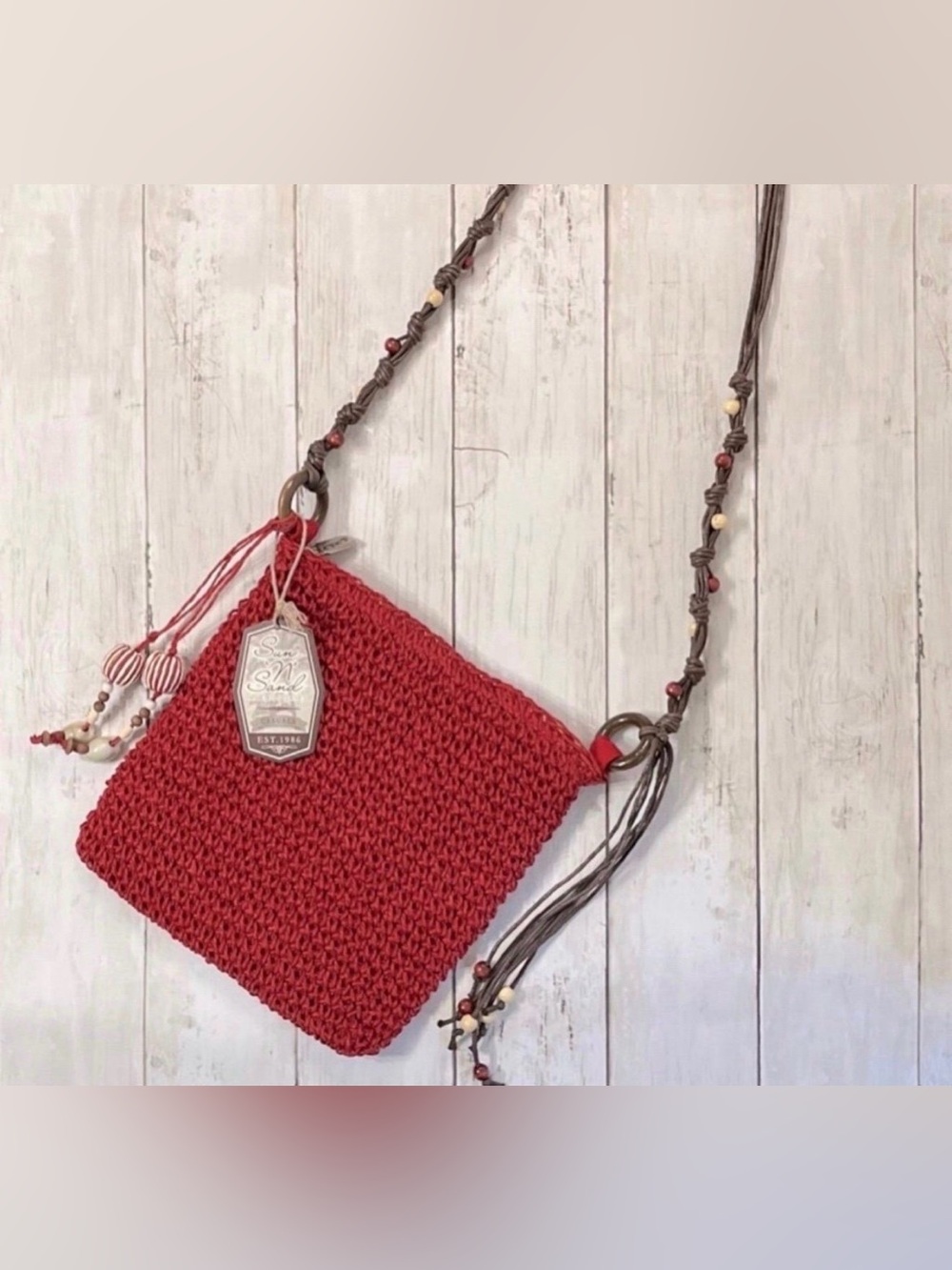 NWT Sun -N- Sand Beaded Pukka Shell Raffia Crossbody PRICE FIRM